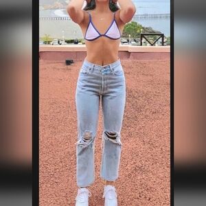 Aligrace Vintage Levi's 501 Straight Leg Light Wash Distressed Jeans Size 26